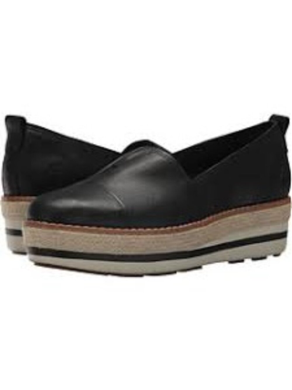 Timberland Emerson Point Black Leather Platform Espadrille Slip On Womens 10 - Picture 1 of 11